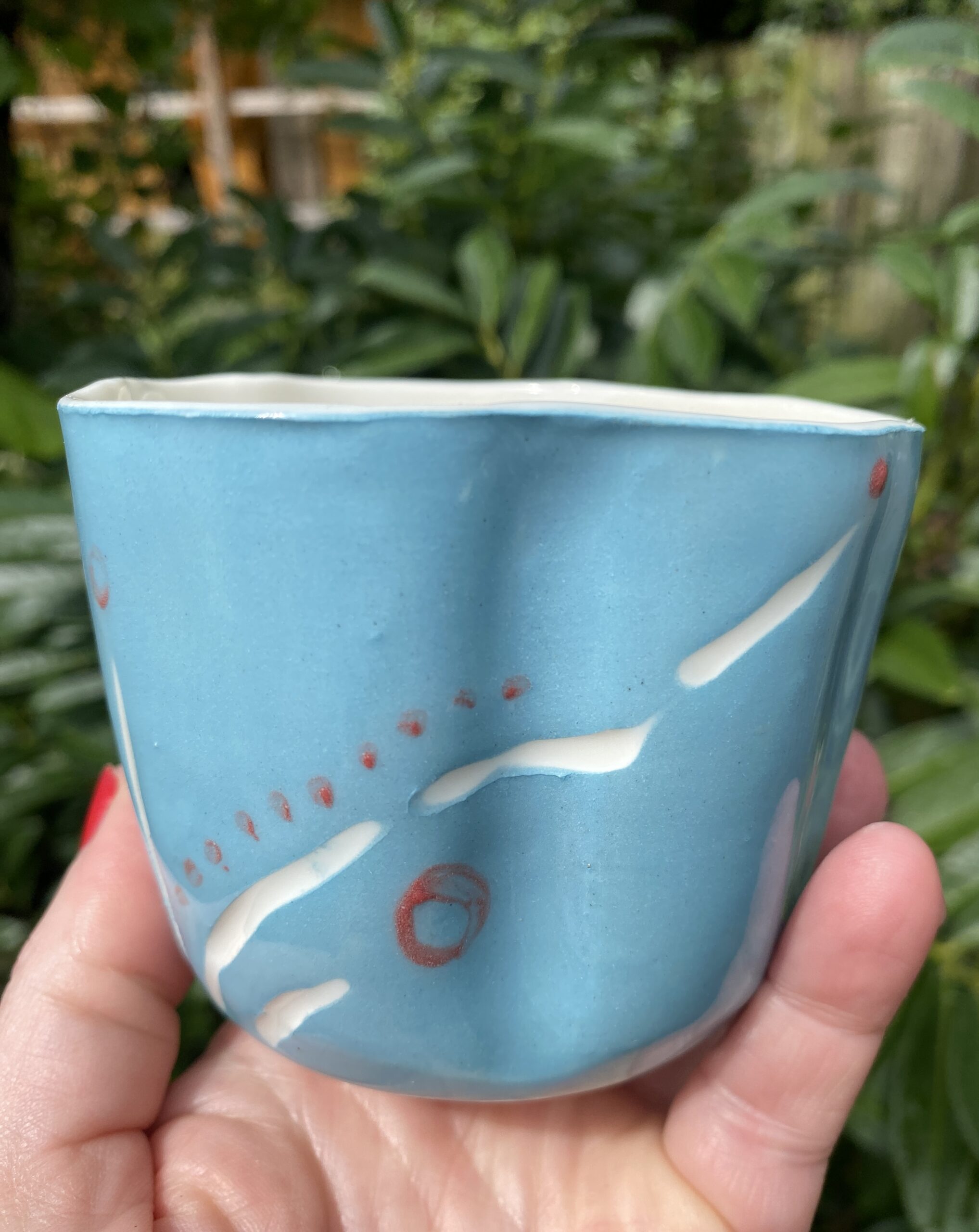 Porcelænskop blå med skraveringer 8746 - Billede 2